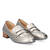 Heeled loafer in soft old silver faux leather