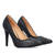 Black soft faux leather heeled pumps