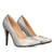 Old silver coloured soft faux leather heeled pumps