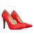 Red soft faux leather heeled pumps