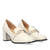 Heeled loafer in beige soft faux leather