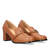 Heeled loafer in camel soft faux leather