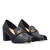 Heeled loafer in black soft faux leather