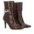 Heeled booties in soft brown faux leather