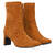 Camel faux suede heeled ankle boots