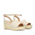 Beige faux suede sandal with a jute wedge