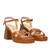 Soft brown sandal with wide heel and platform