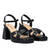 Sandales en simili cuir noir avec talon large et plateforme