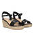 Soft black sandals with jute wedge