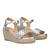 Soft silver coloured sandals with jute wedge