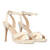 High heeled sandals in beige patent material