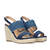 Suede blue sandal with jute wedge