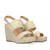 Suede beige sandal with jute wedge