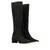 Knee-high black split leather boots