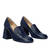 Heeled loafers in navy leather