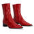 Heeled booties in red leather