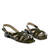 Sandalen aus olivem Leder mit Prägung