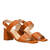 Heeled leather sandal in Camel colour