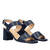 Heeled leather sandal in Navy Blue colour