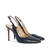 Fine Toe Slingback Shoes in Navy Leather