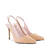 Fine Toe Slingback Shoes in Beige Leather