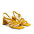 Strapped Sandals in Mustard Split Leather and Square Toe