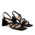 Strapped Sandals in Black Split Leather and Square Toe