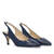 Fine Toe Slingback Shoes in Navy Leather