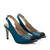 Peeptoe Pumps aus blauem Leder.