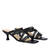 Black leather heeled sandals