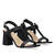 Black leather heeled sandals