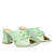 Green leather heeled sandals