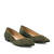 Flat Slip-on Shoes in Kaki Split Leather