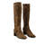 Mid-Calf Boots in Brown Split Leather