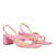 Heeled sandals in pink leather