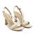 Crossover Heeled Sandals in Cream Leather