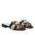 Flat sandals in black and beige leather