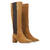 Knee-high boots in saddle colour split leather