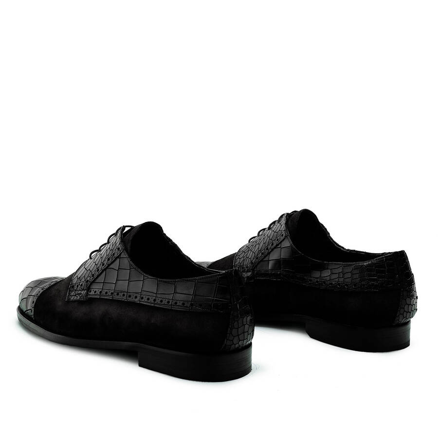 Men's Blucher Shoes in Black Croc 