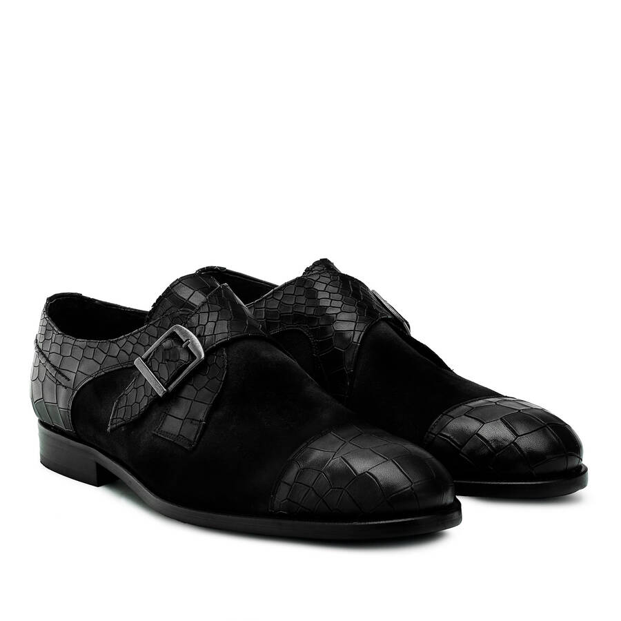 Men's Monk Shoes in Croc Split leather 