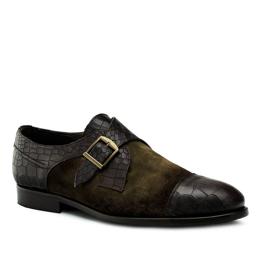 Men's Monk Shoes in Croc Split leather 