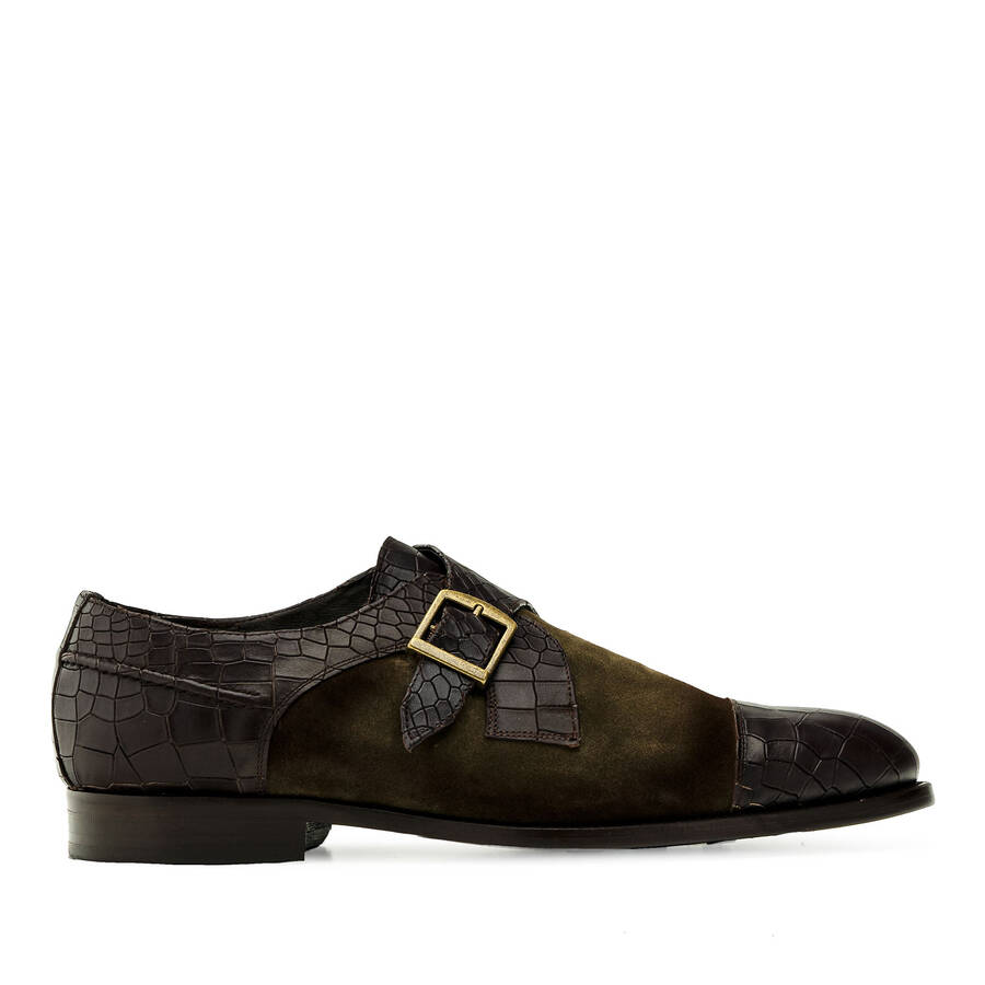 Men's Monk Shoes in Croc Split leather 