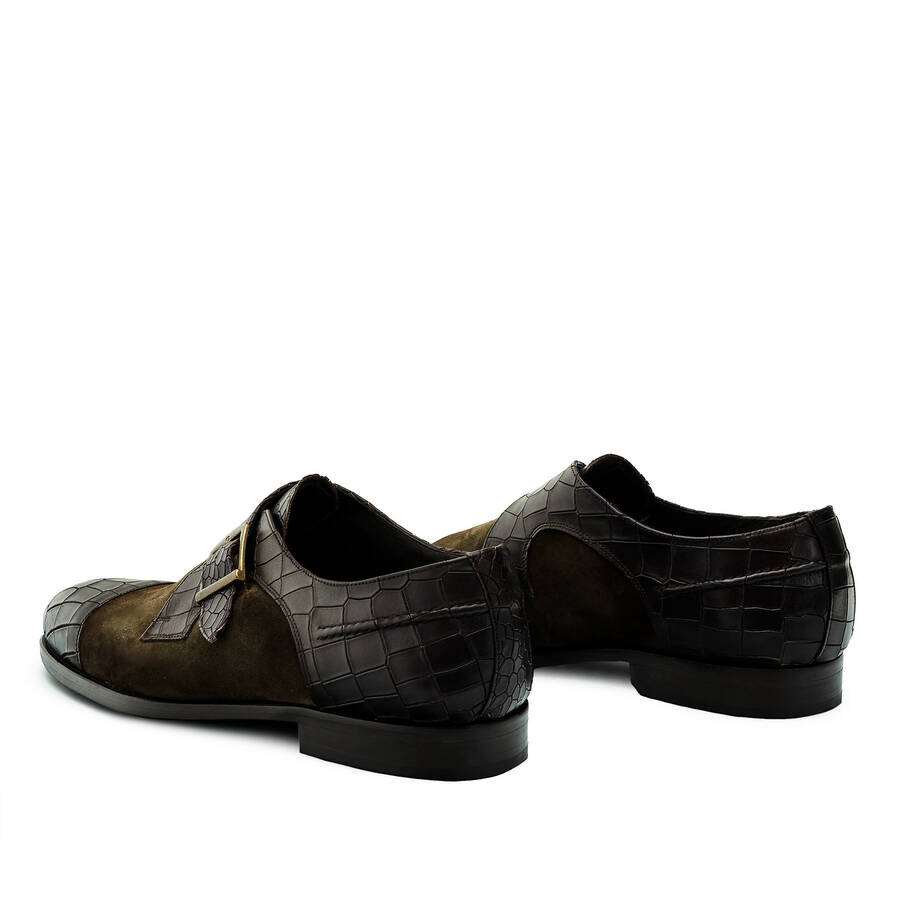 Men's Monk Shoes in Croc Split leather 