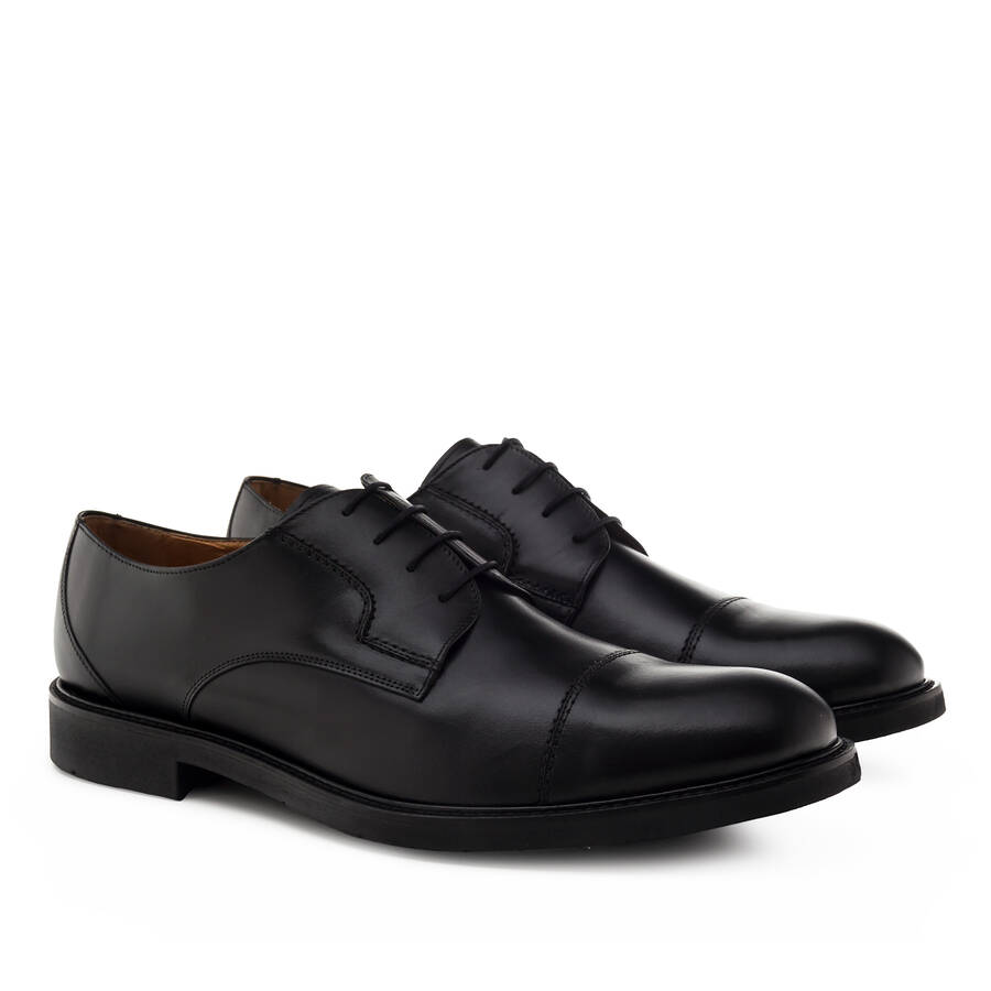 Mens Black Leather Lace-up Shoes 