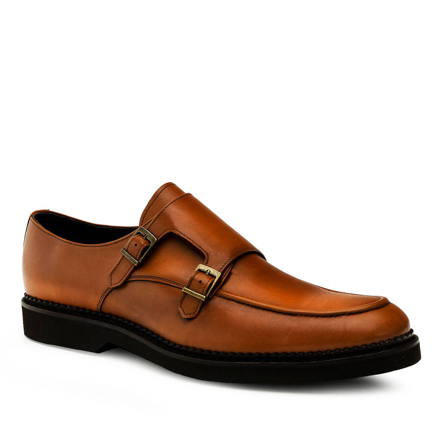 Monkstrap Shoes in Brown Leather 