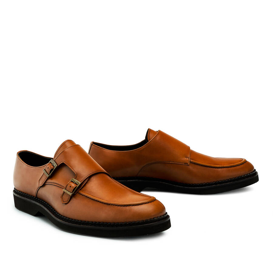 Monkstrap Shoes in Brown Leather 