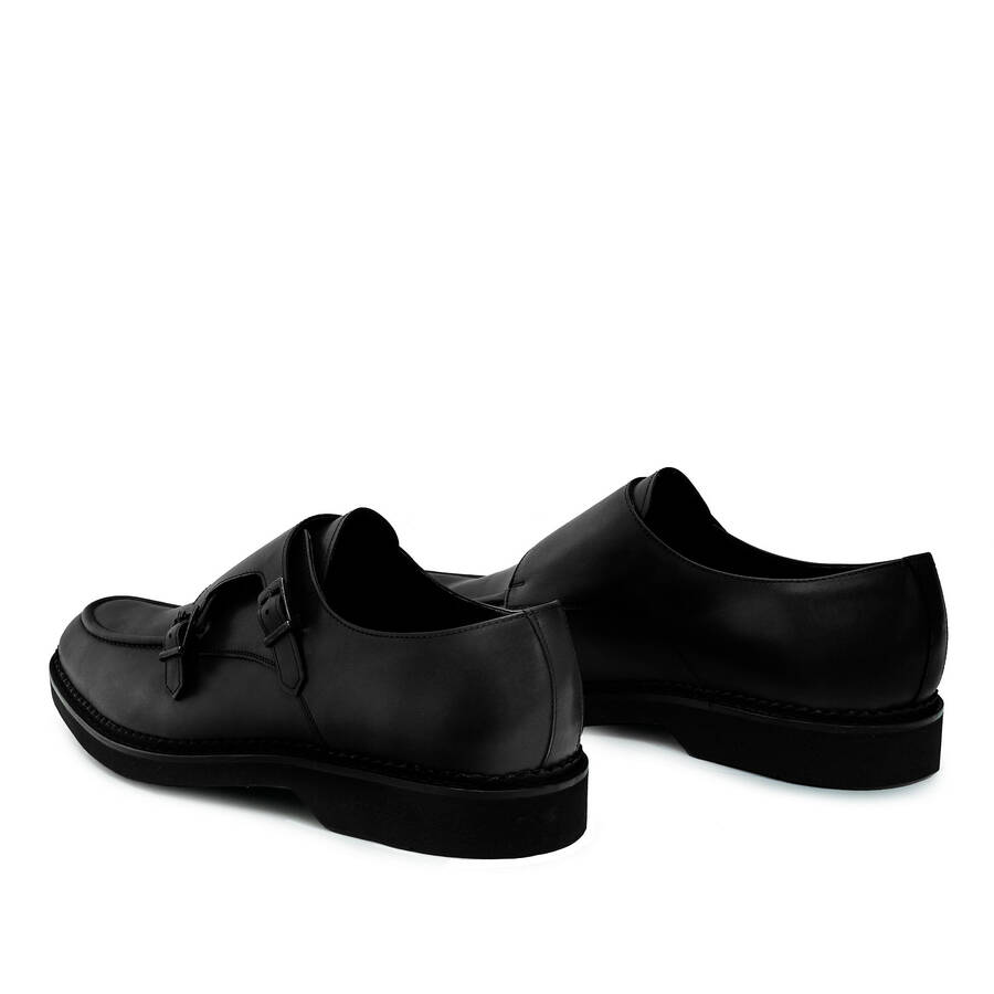 Monkstrap Shoes in Black Leather 