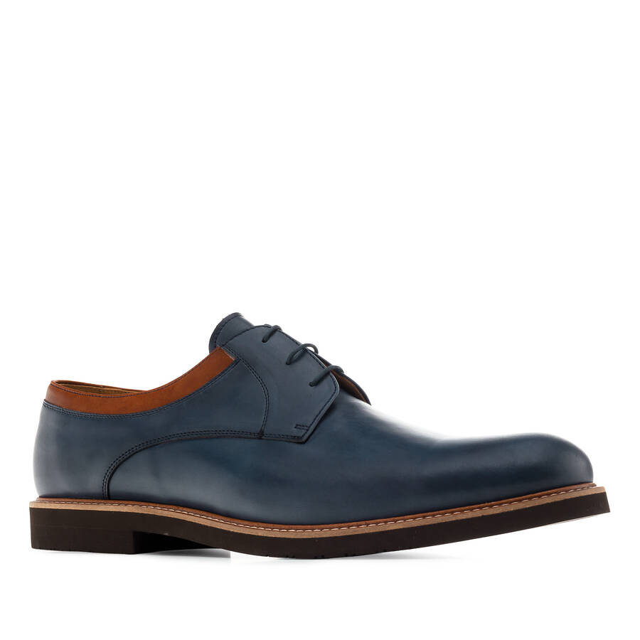 Chaussures Style Blucher en Cuir Bleu 