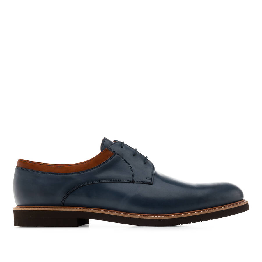 Chaussures Style Blucher en Cuir Bleu 