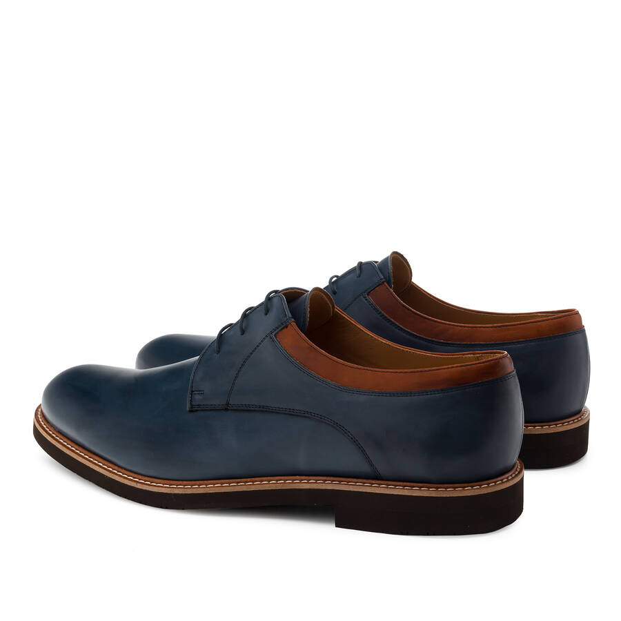 Chaussures Style Blucher en Cuir Bleu 